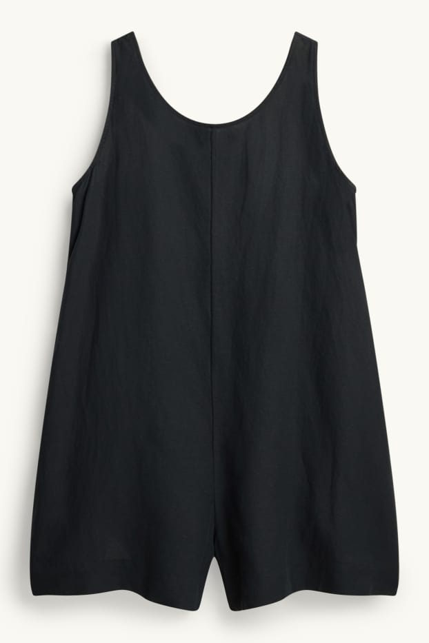 Damen - Jumpsuit - Leinen-Mix - schwarz