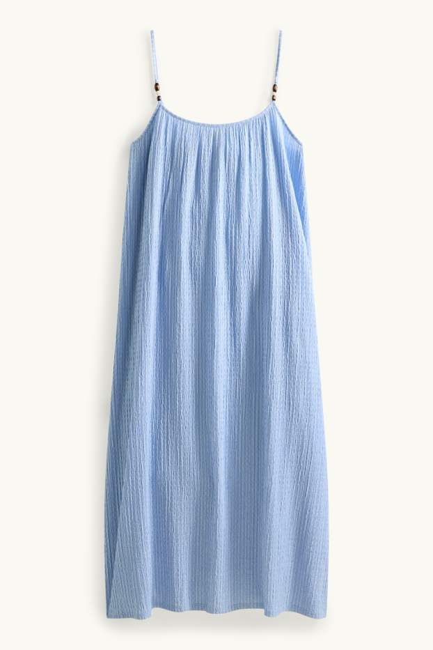 Damen - Kleid - gestreift - strukturiert - blau / weiß