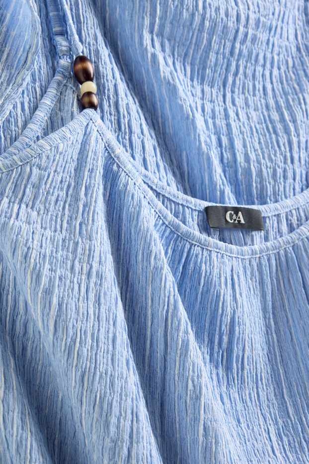 Damen - Kleid - gestreift - strukturiert - blau / weiß