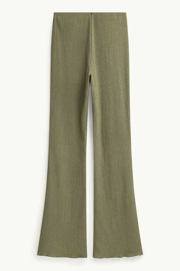 Dámské - Flared legíny - strukturované - zelená