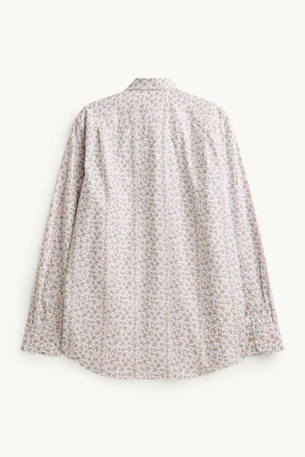 Pánské - Košile - regular fit - kent - světle hnědá