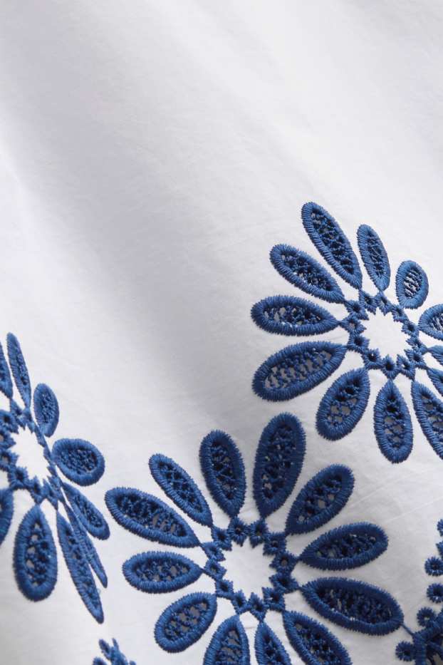 Damen - Top - geblümt - weiß / blau