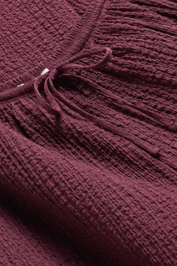 Donna - Pantaloni - vita media - loose fit - tramati - rosso scuro