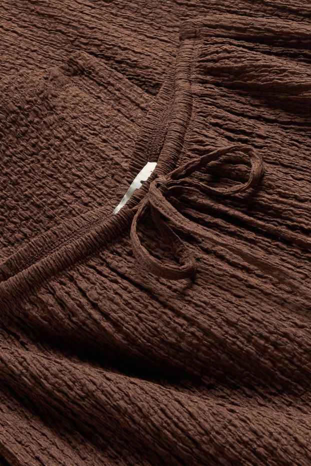 Donna - Pantaloni - vita media - loose fit - tramati - marrone scuro