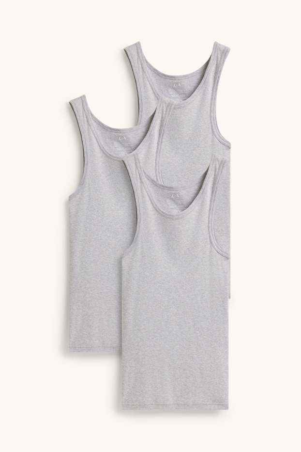 Bărbați - Multipack 3 buc. - maiou - reiat fin - gri