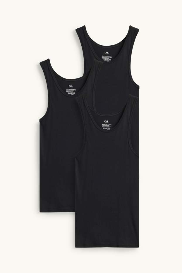 Bărbați - Multipack 3 buc. - maiou - reiat fin - negru