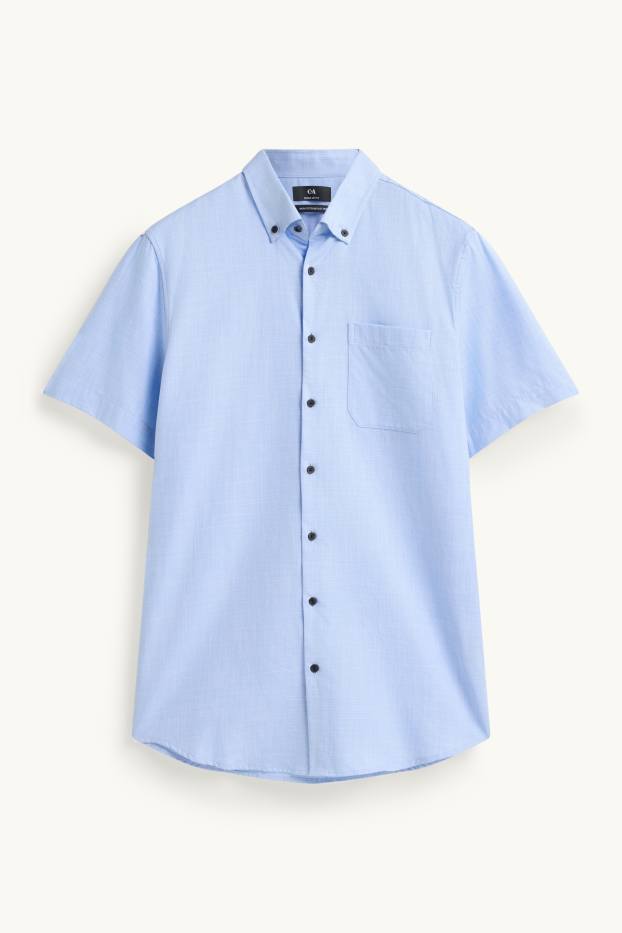Hommes - Chemise de bureau - regular fit - col button-down - bleu
