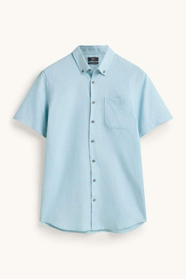 Hommes - Chemise de bureau - regular fit - col button-down - bleu clair