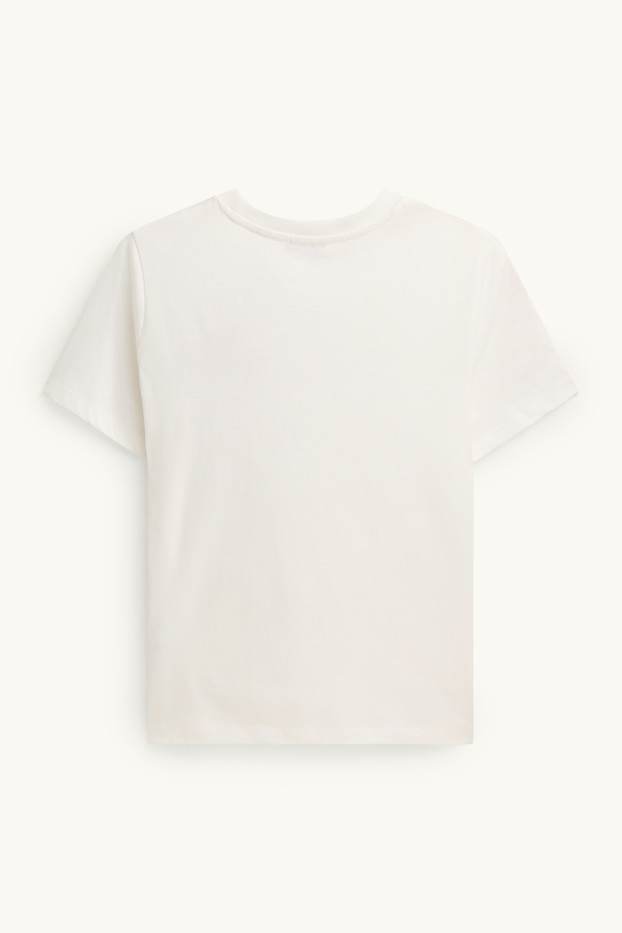 Damen - T-Shirt mit Perlen - Regular Fit - weiß