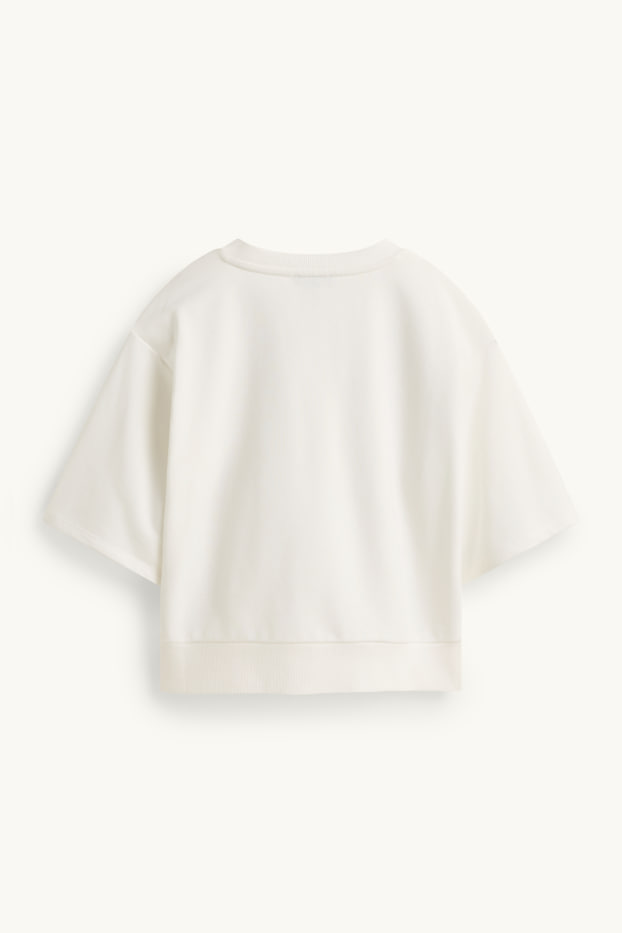 Women - Sweatshirt - floral - shiny - white