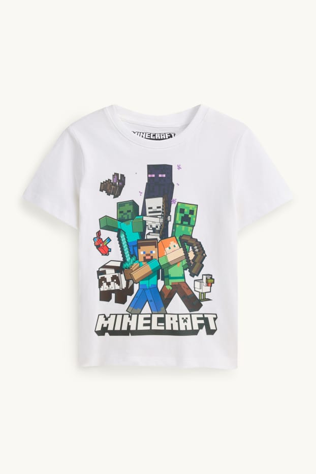 Kinder Jungen - Minecraft - Kurzarmshirt - weiss