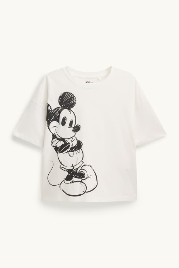 Damen - T-Shirt - Relaxed Fit - Micky Maus - weiß