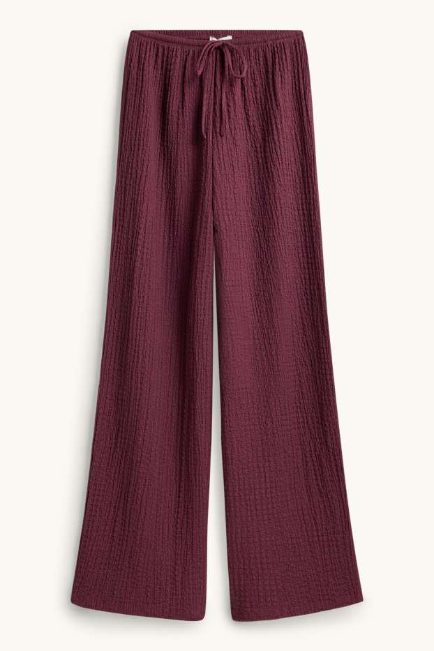 Donna - Pantaloni - vita media - loose fit - tramati - rosso scuro