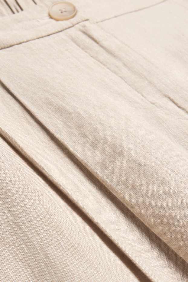 Damen - Stoffhose - Mid Waist - Wide Leg - beige