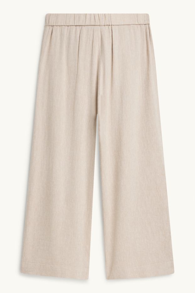 Damen - Stoffhose - Mid Waist - Wide Leg - beige