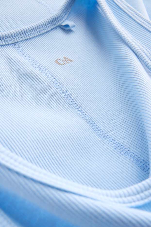 Damen - Top - gerippt - hellblau