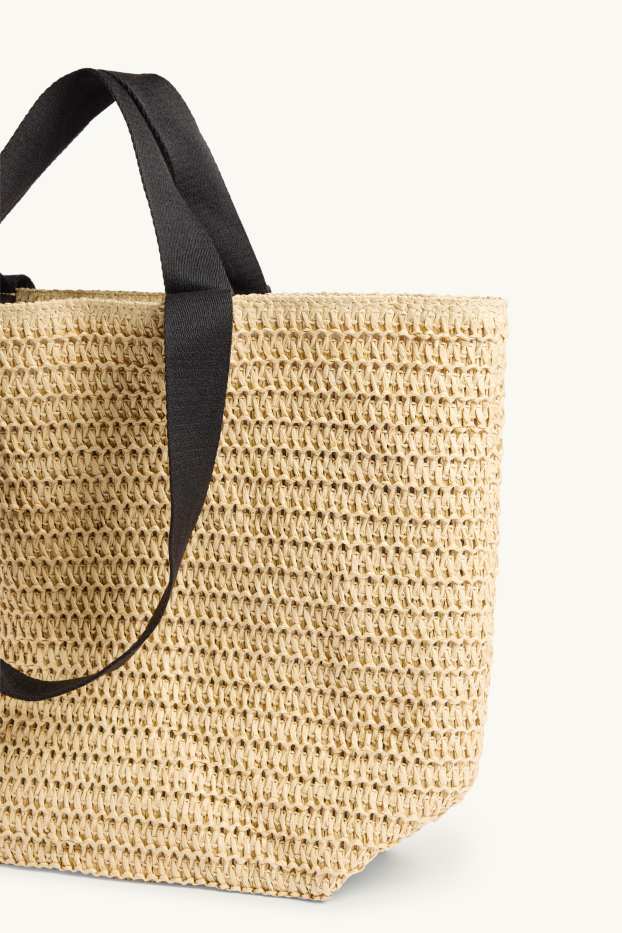 Damen - Großer Stroh-Shopper - beige