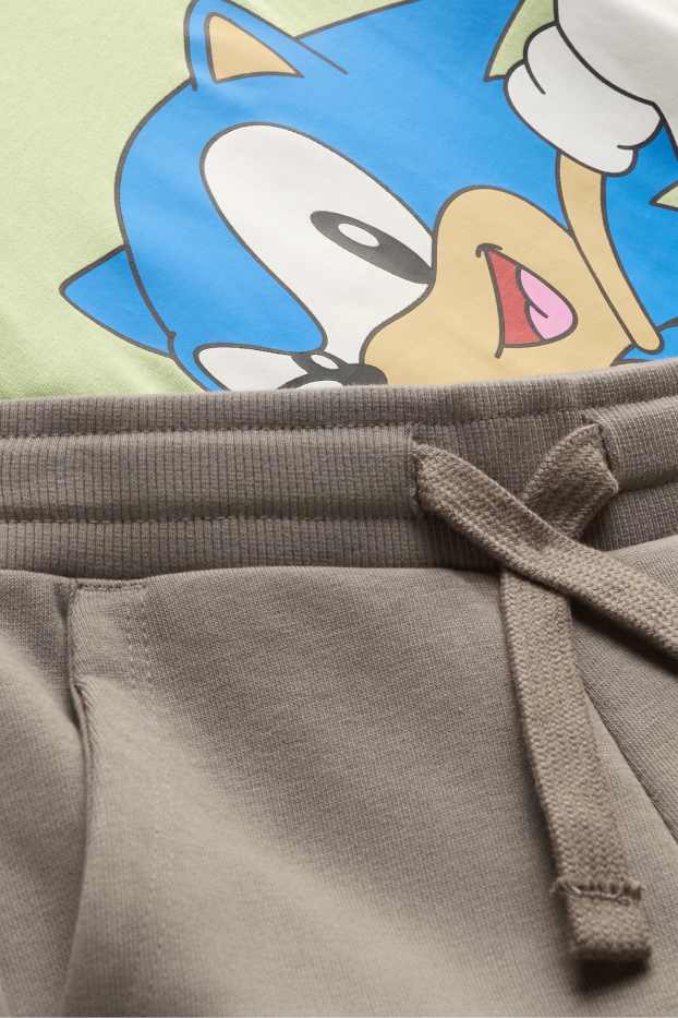 Kinder Buben - Sonic - Set - Kurzarmshirt und Shorts - 2 teilig - grün