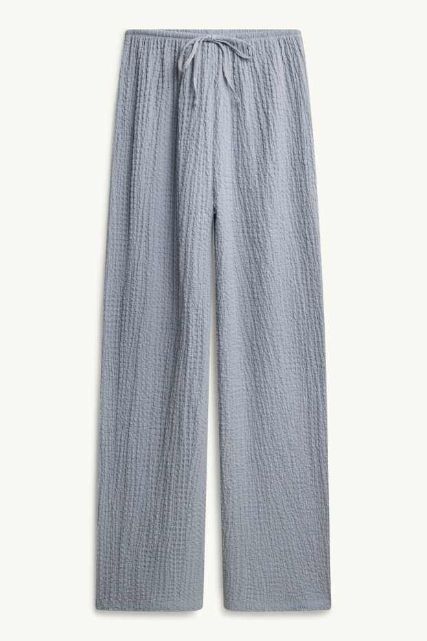 Donna - Pantaloni - vita media - loose fit - tramati - grigio chiaro