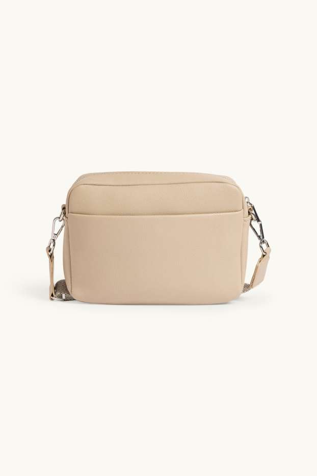 Donna - Borsa a tracolla con spallaccio staccabile - similpelle - beige