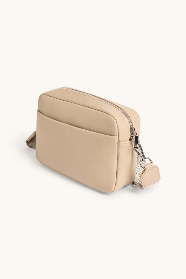 Donna - Borsa a tracolla con spallaccio staccabile - similpelle - beige