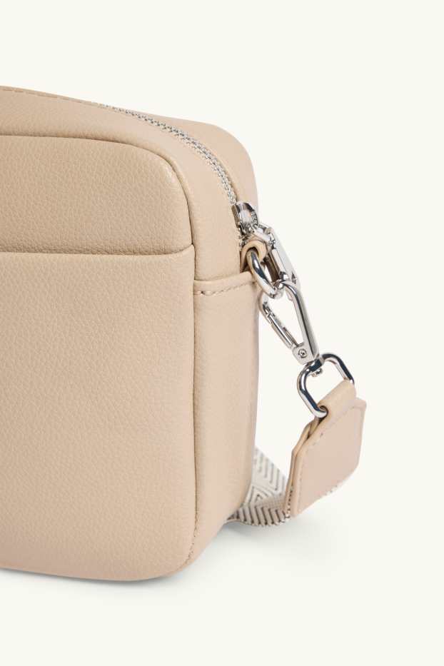Donna - Borsa a tracolla con spallaccio staccabile - similpelle - beige