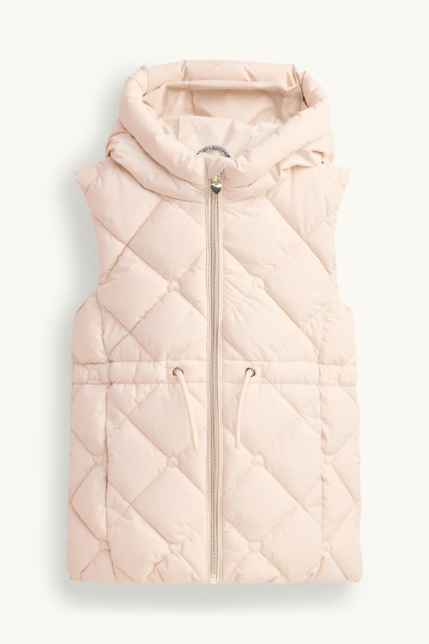 Children Girls - Quilted gilet with hood - water-repellent - beige