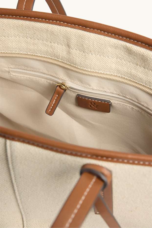 Dámské - Velká kabelka shopper - béžová/hnědá