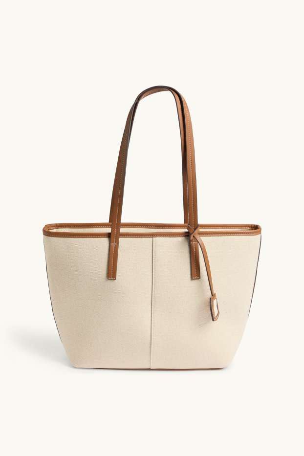 Dámské - Velká kabelka shopper - béžová/hnědá