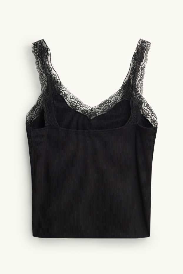 Dámské - Top - žebrovaný - černá