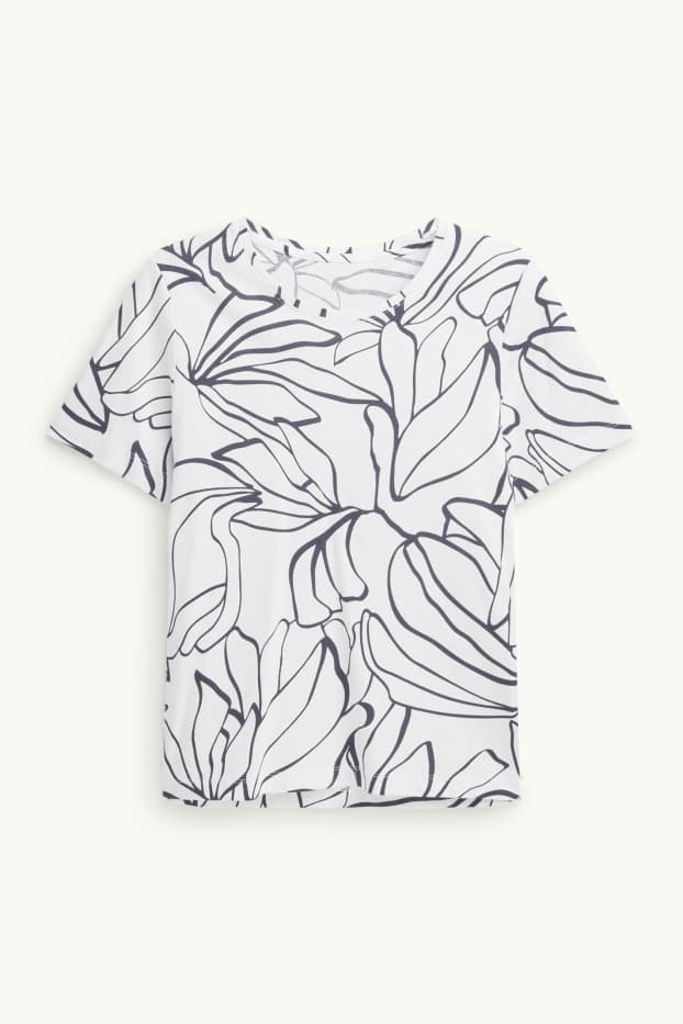 Dámské - Tričko - regular fit - se vzorem - bílá/černá