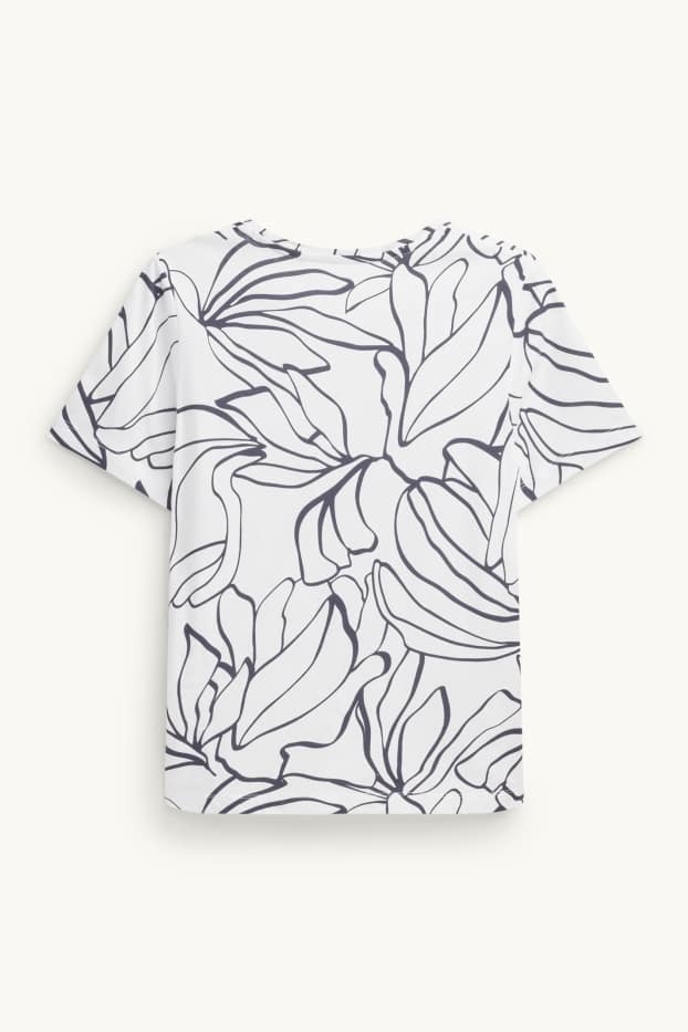 Dámské - Tričko - regular fit - se vzorem - bílá/černá