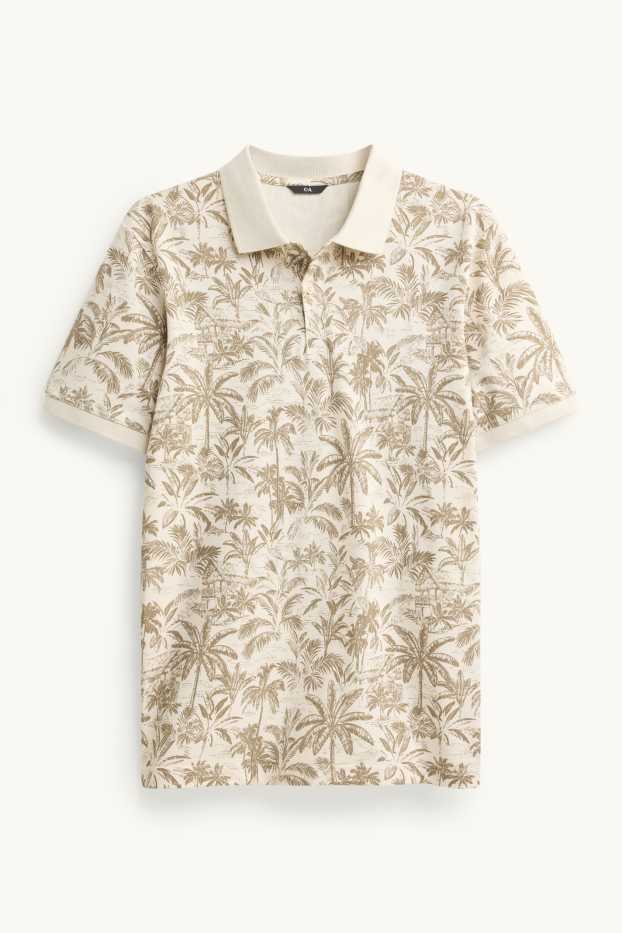 Pánské - Polokošile - regular fit - se vzorem - béžová