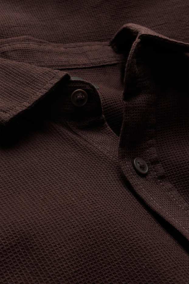 Home - Camisa - regular fit - Kent - texturada - marró fosc