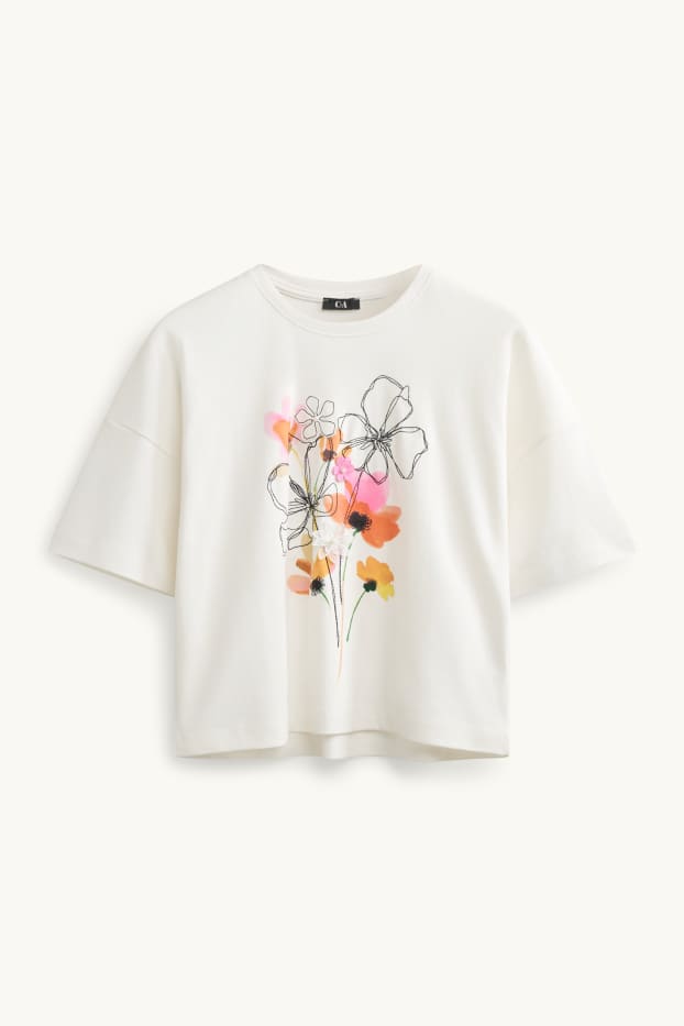 Damen - T-Shirt - Relaxed Fit - weiß