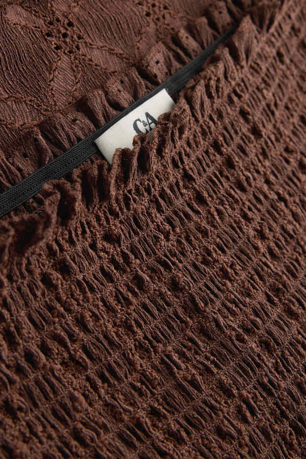 Damen - Rock - Broderie Anglaise - dunkelbraun