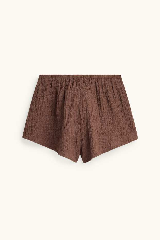 Damen - Shorts - Mid Waist - strukturiert - braun