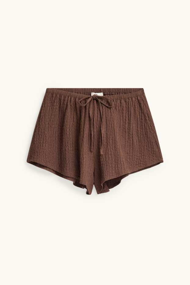 Damen - Shorts - Mid Waist - strukturiert - braun