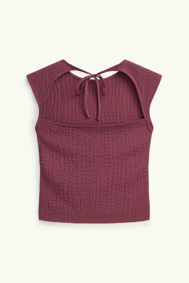 Donna - Top - tessuto tramato - rosso scuro