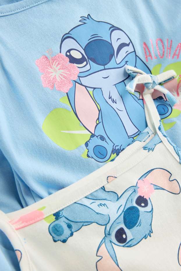 Enfants filles - Lot de 2 - Lilo et Stitch - robe - blanc / bleu clair