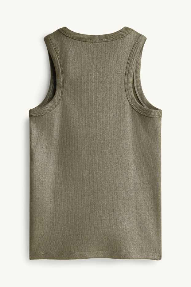 Femmes - Top - brillant - côtelé - kaki