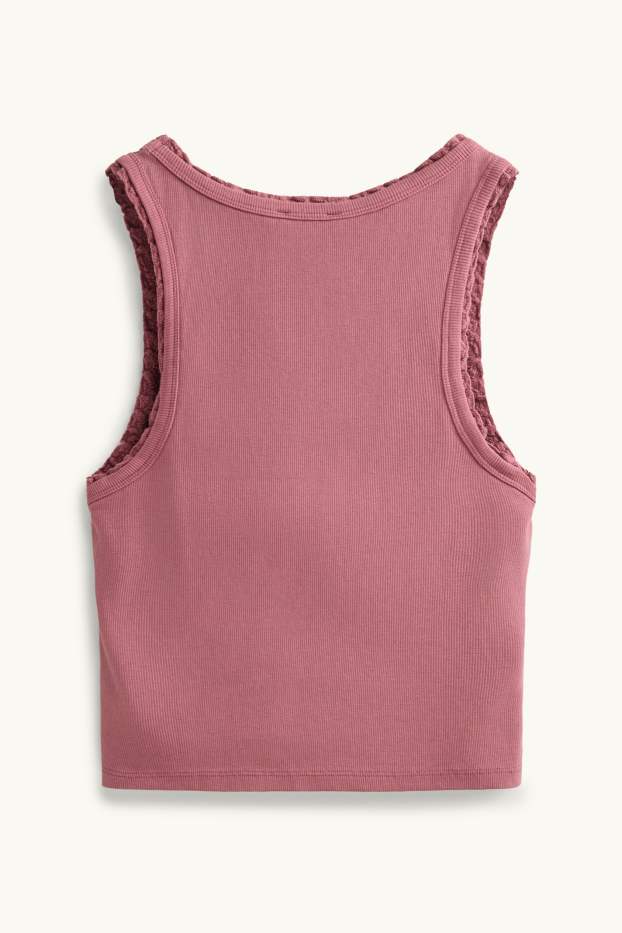 Dames - Top - ribstof - paars