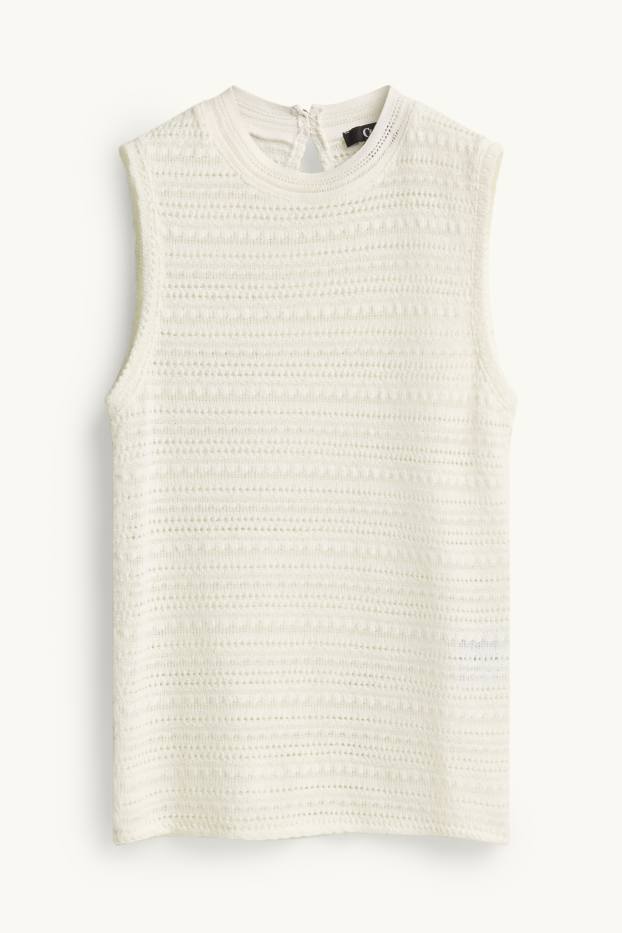 Dámské - Háčkovaný top - bílá