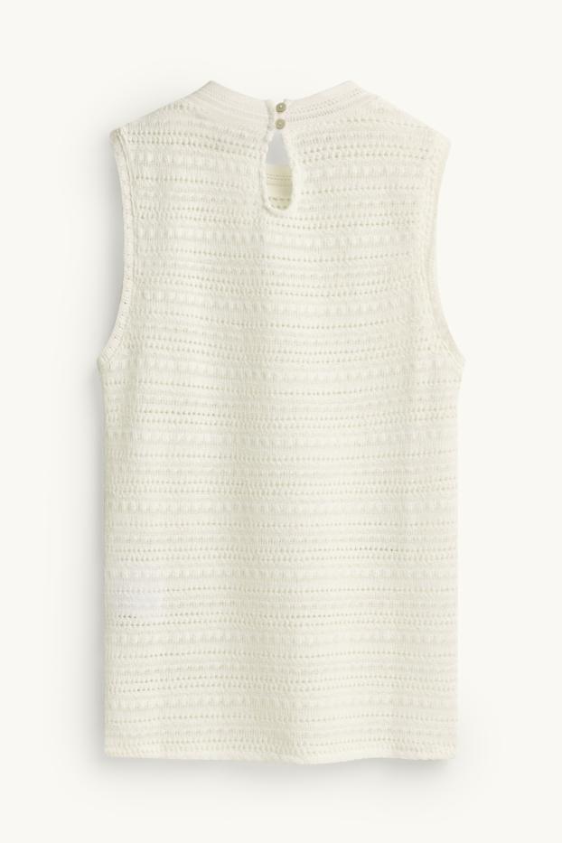 Dámské - Háčkovaný top - bílá