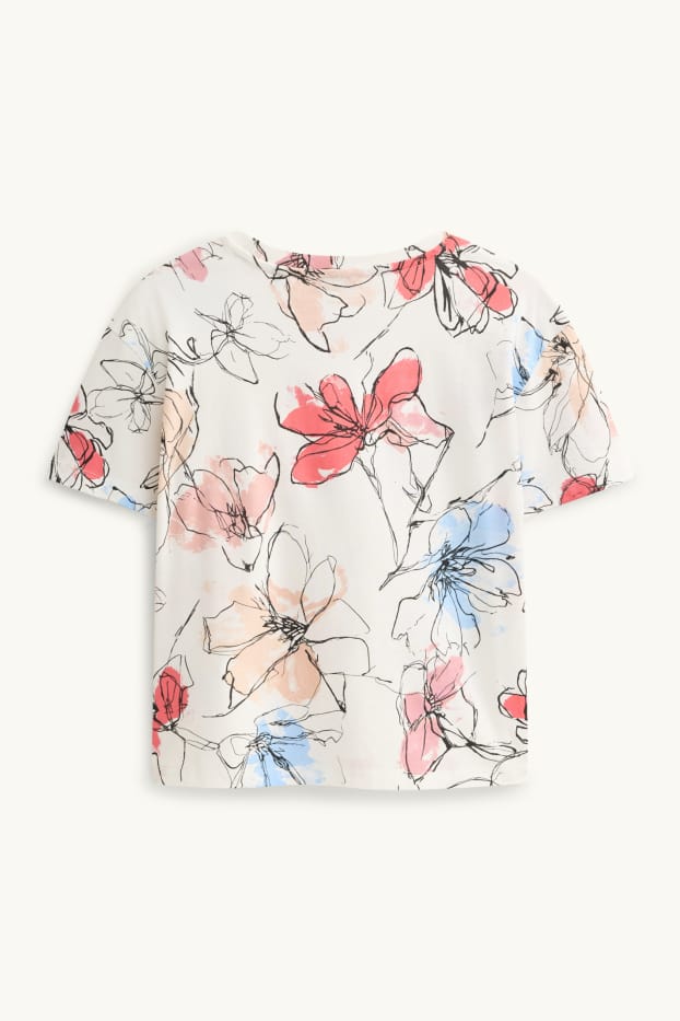 Women - T-shirt - regular fit - floral - white