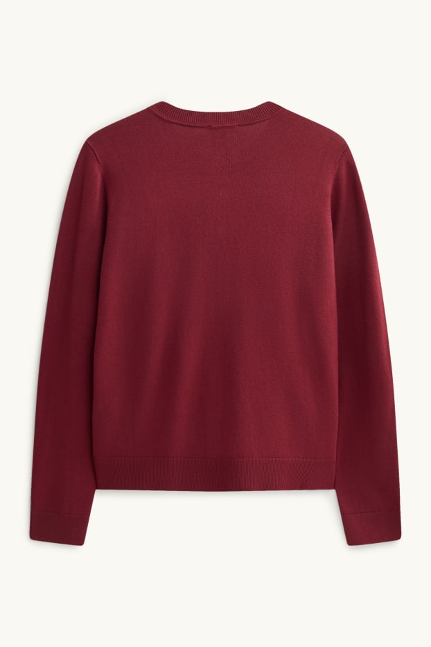 Damen - Strickjacke - dunkelrot