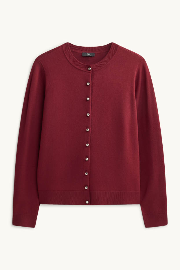 Damen - Strickjacke - dunkelrot