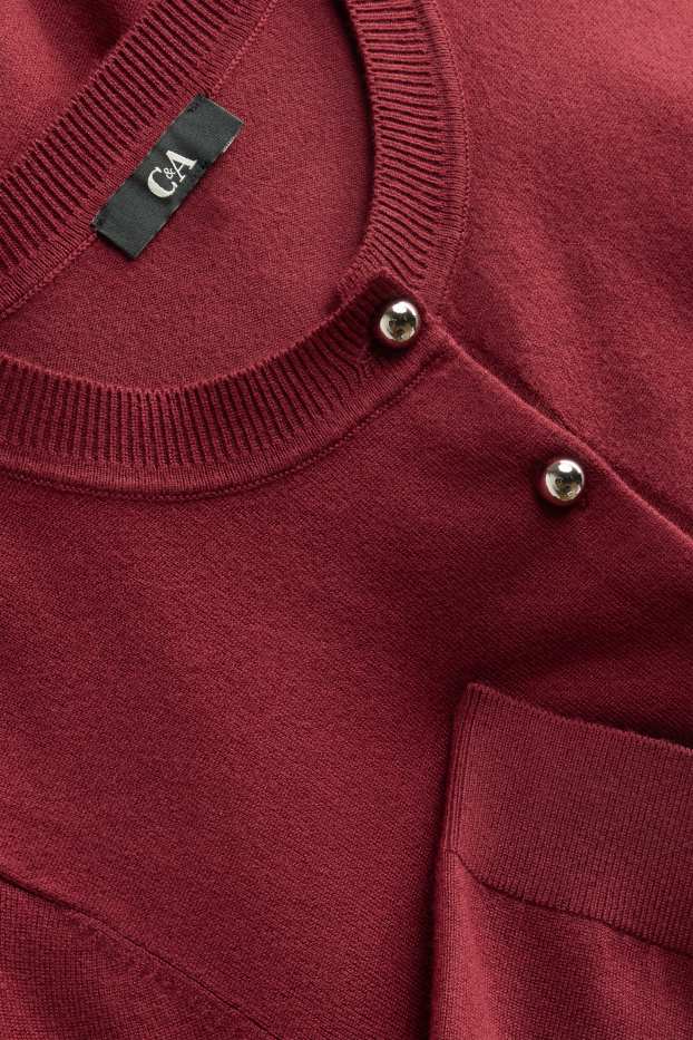 Damen - Strickjacke - dunkelrot