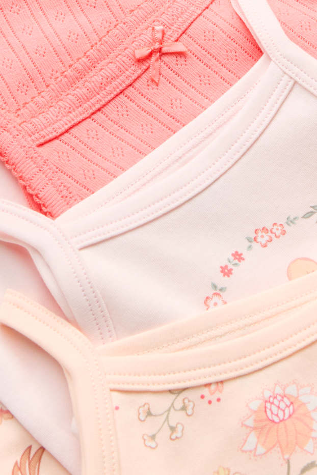 Baby Mädchen - Multipack 3er - Vögelchen und Blümchen - Baby-Body - pink / rosa