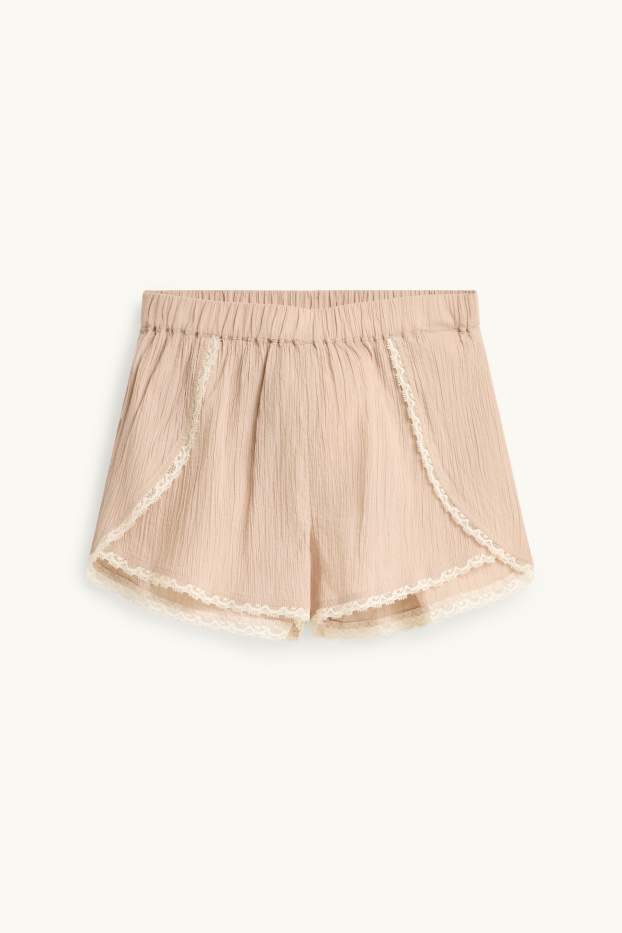 Women - Shorts - mid-rise waist - beige